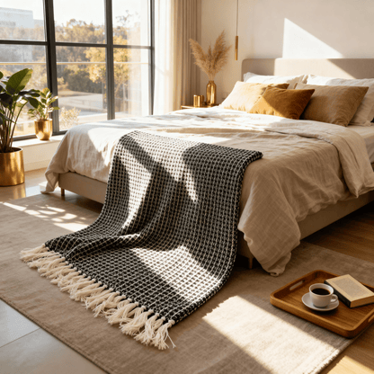 Charcoal Mist Waffle Throw