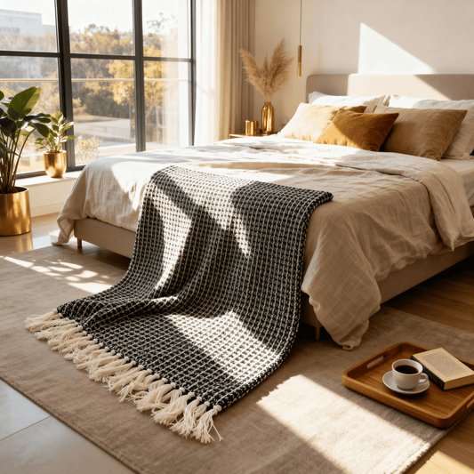 Charcoal Mist Waffle Throw