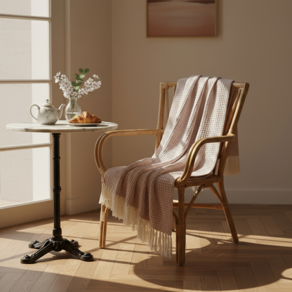 Blush Haven Waffle Throw