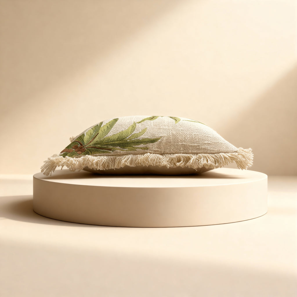 Oasis Fringe Palm Cushion Cover