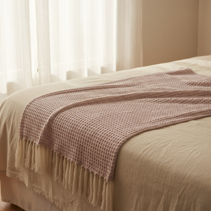 Blush Haven Waffle Throw