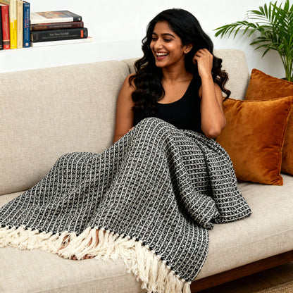 Charcoal Mist Waffle Throw
