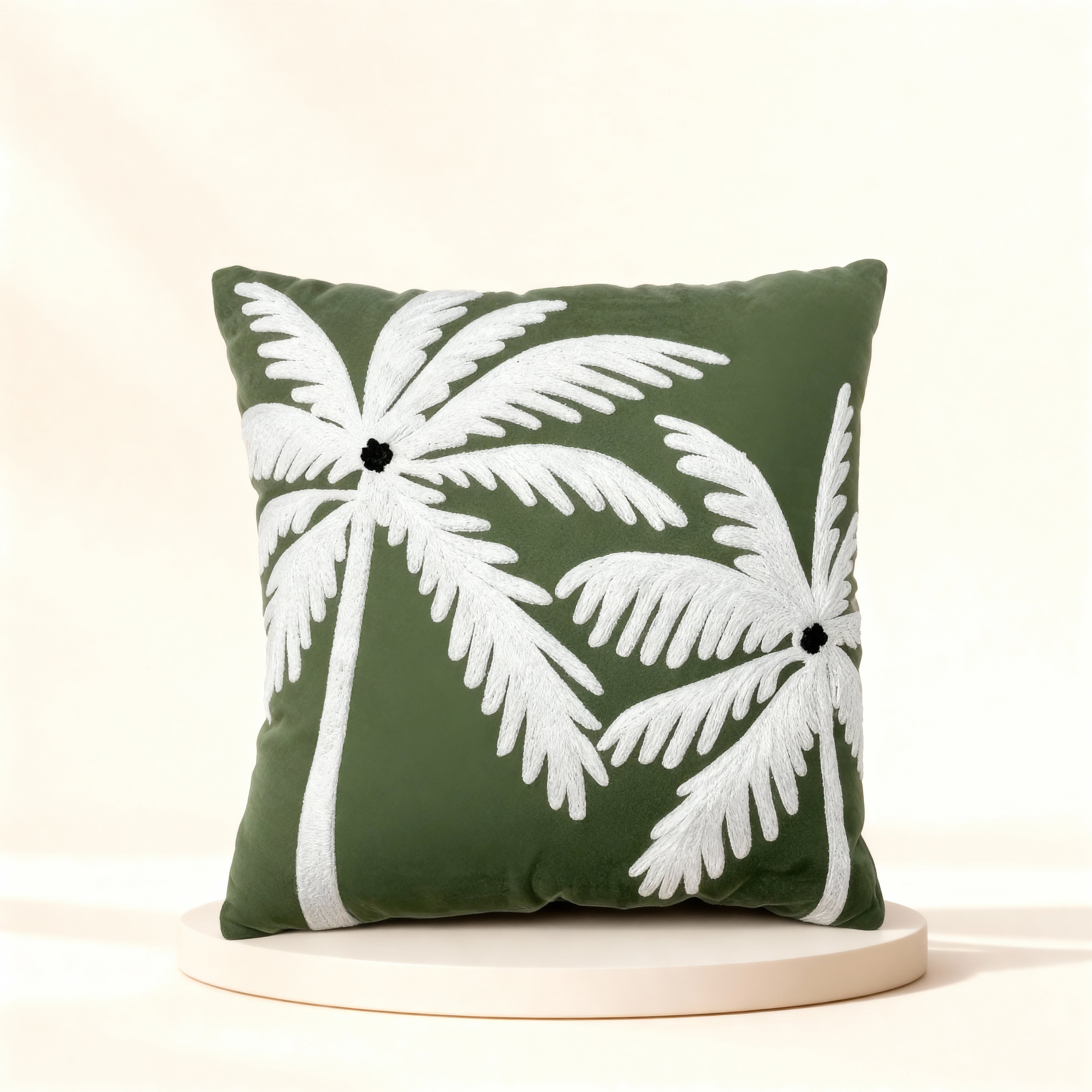 Emerald Twin Palms Cushion Cover