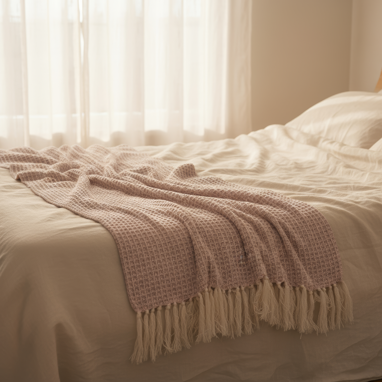 Blush Haven Waffle Throw