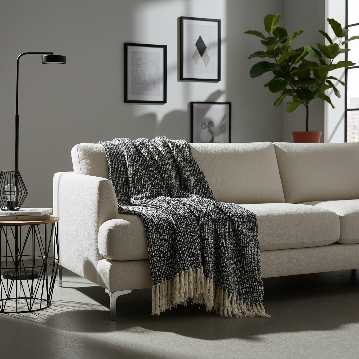 Charcoal Mist Waffle Throw