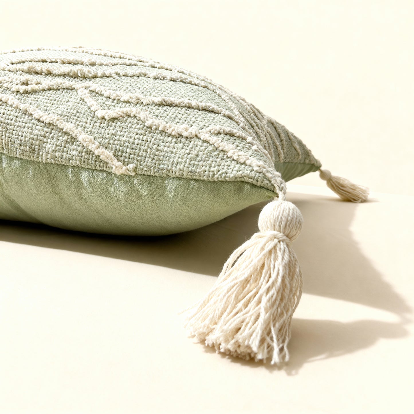 Sage Dune Tassel Cushion Cover