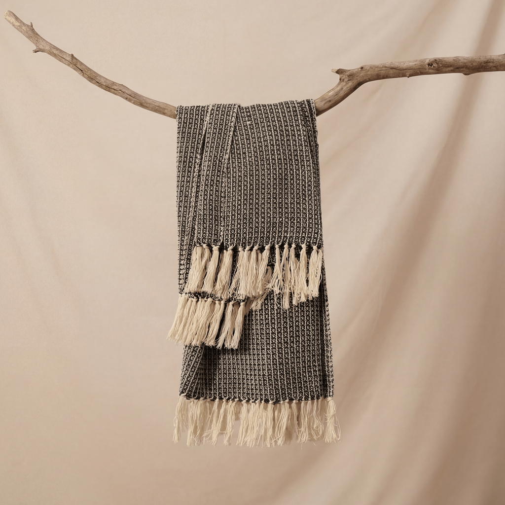 Charcoal Mist Waffle Throw