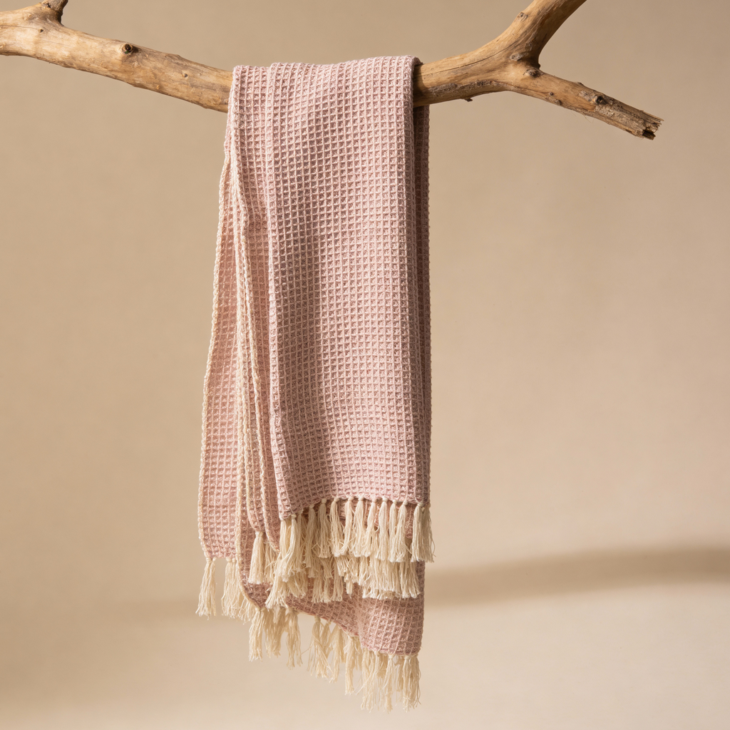 Blush Haven Waffle Throw