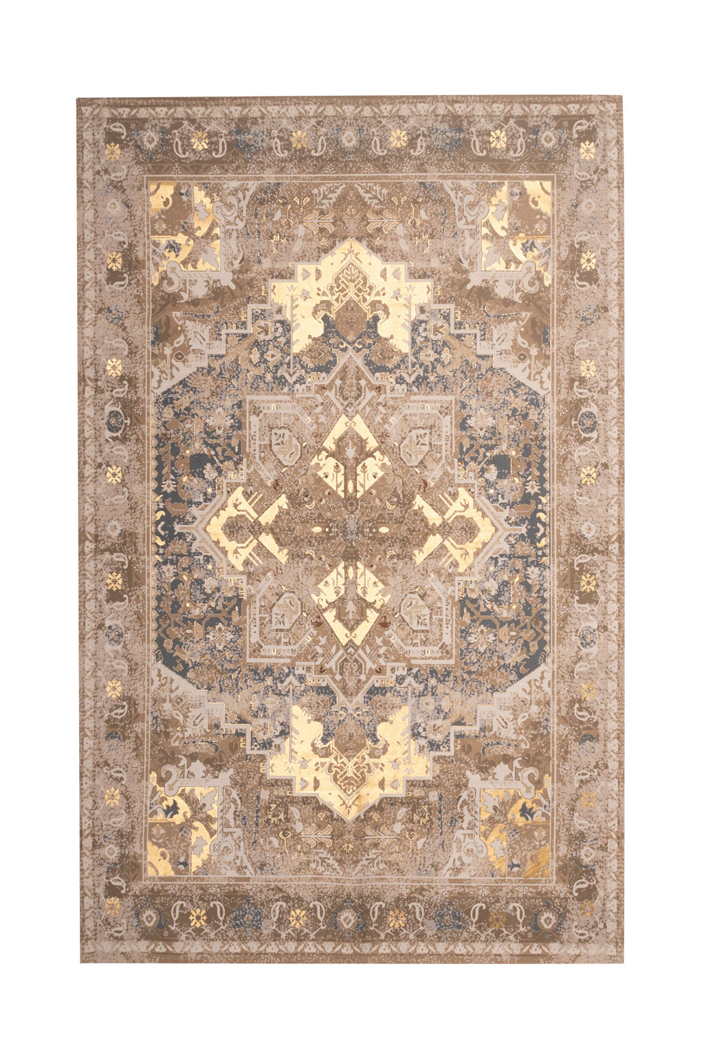 Decorative rug with geometric pattern on a white background