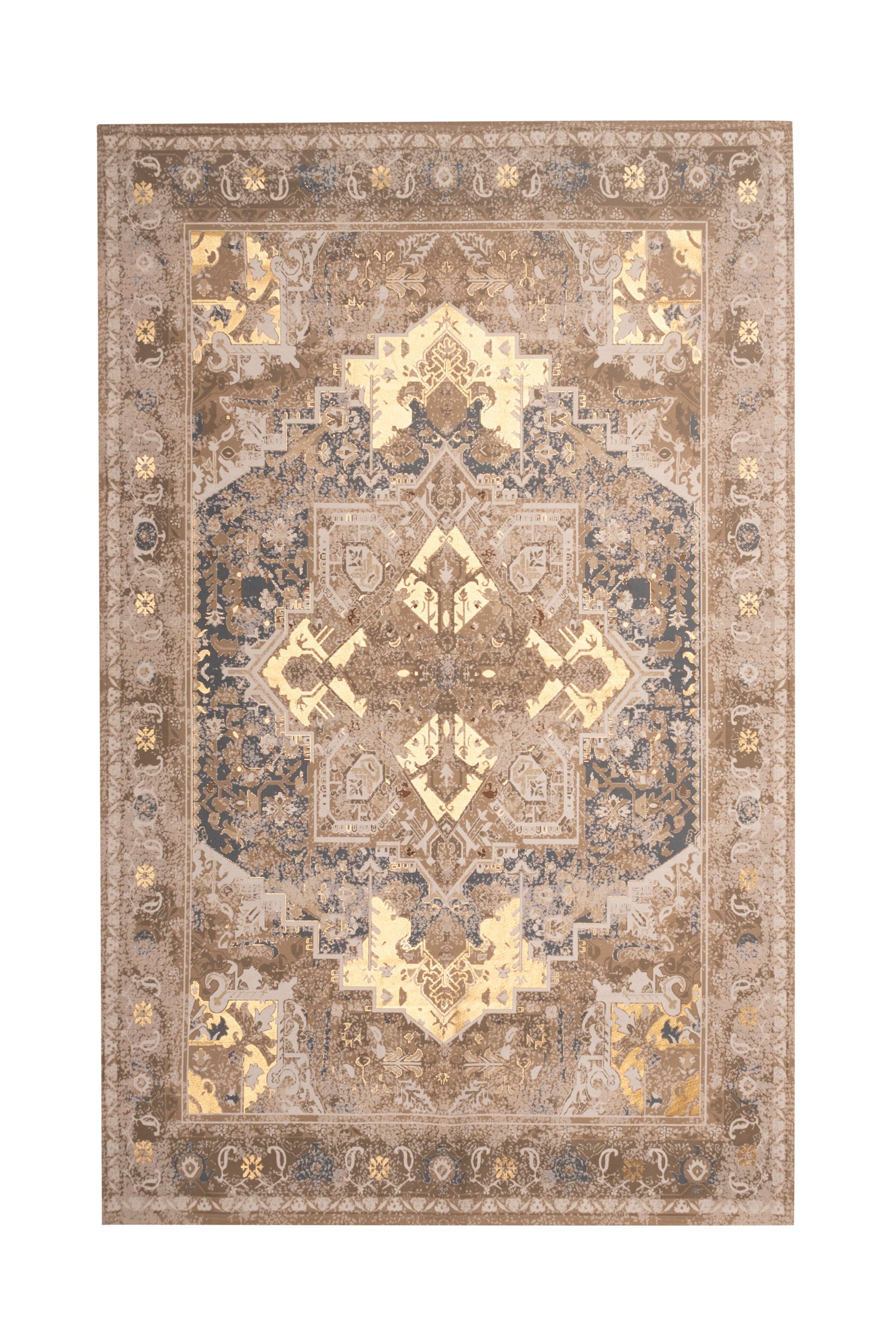 Decorative rug with geometric pattern on a white background