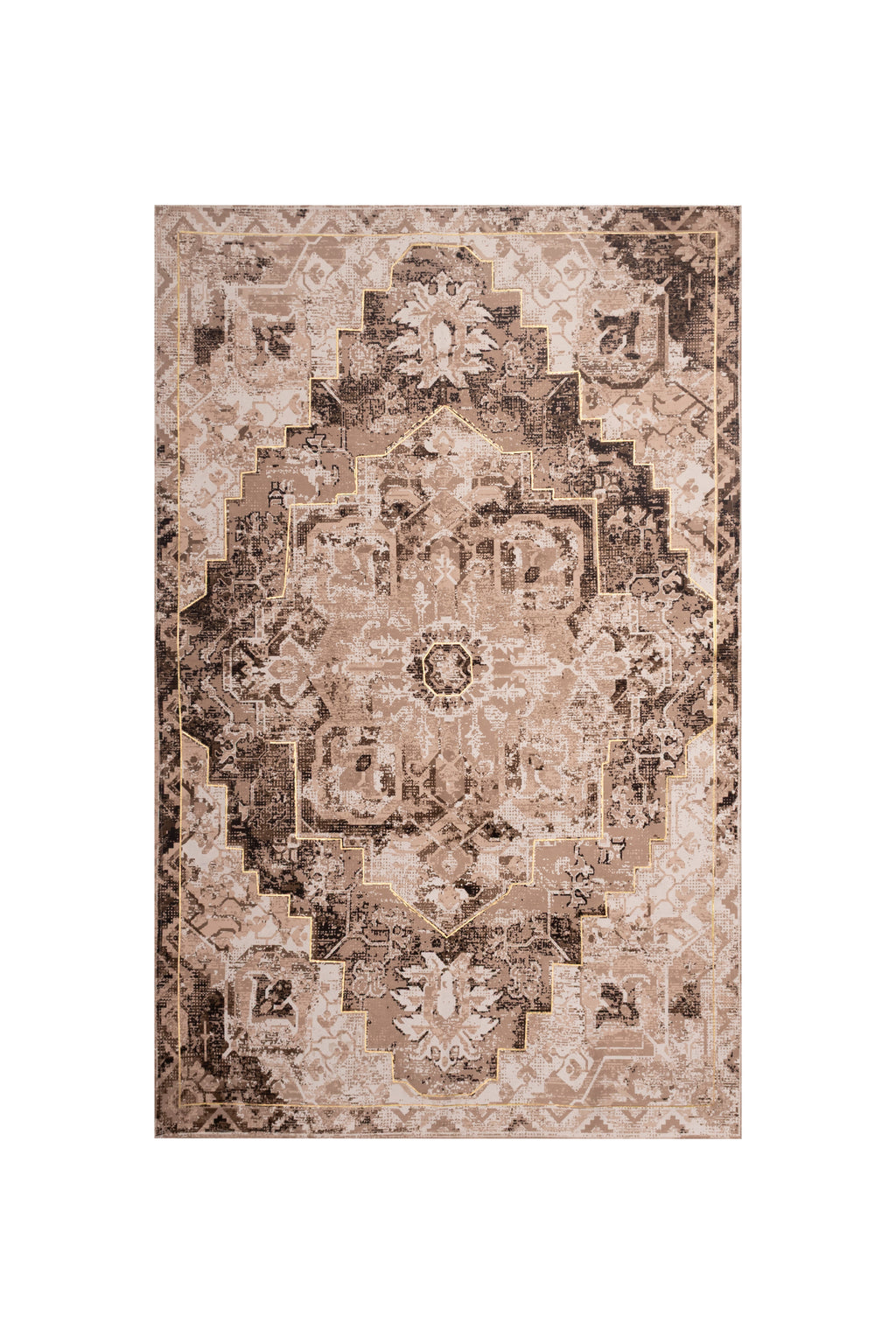 Decorative rug with intricate pattern on a white background