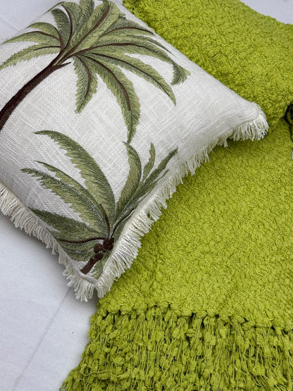 Oasis Fringe Palm Cushion Cover