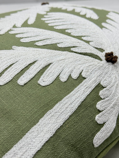 Emerald Twin Palms Cushion Cover