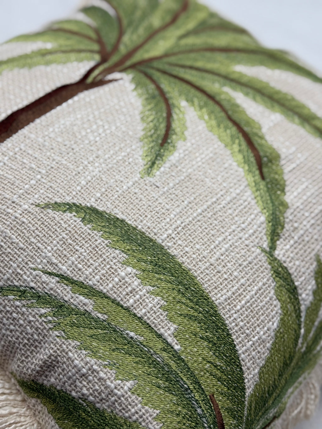 Oasis Fringe Palm Cushion Cover