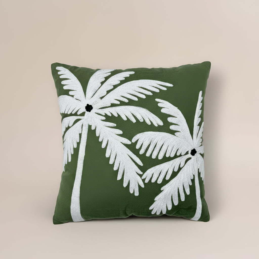 Emerald Twin Palms Cushion Cover