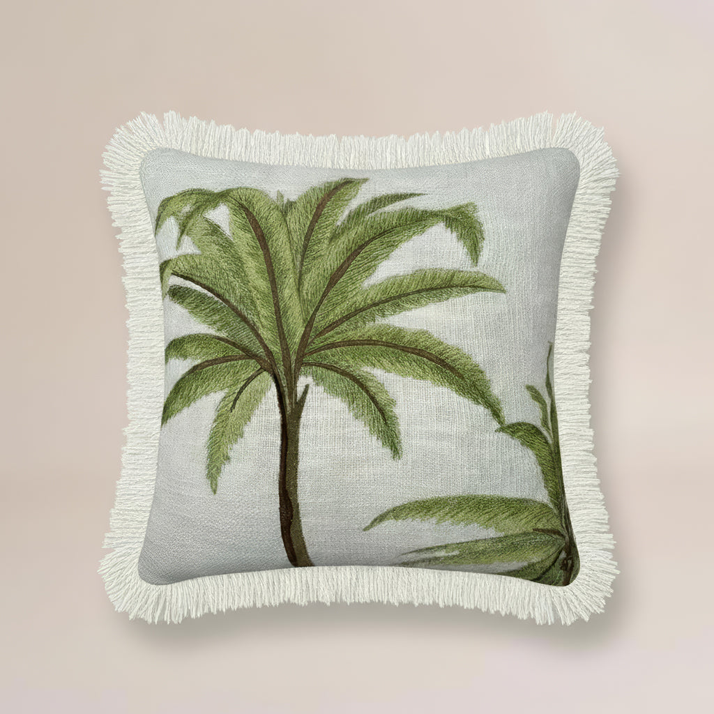 Oasis Fringe Palm Cushion Cover