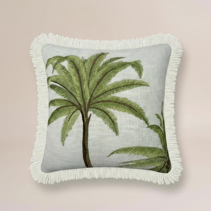 Oasis Fringe Palm Cushion Cover