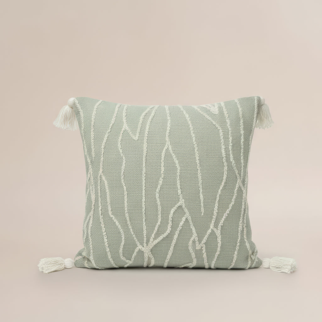 Sage Dune Tassel Cushion Cover