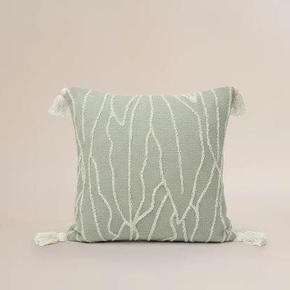 Sage Dune Tassel Cushion Cover