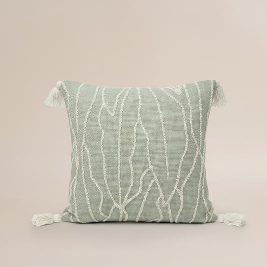 Sage Dune Tassel Cushion Cover