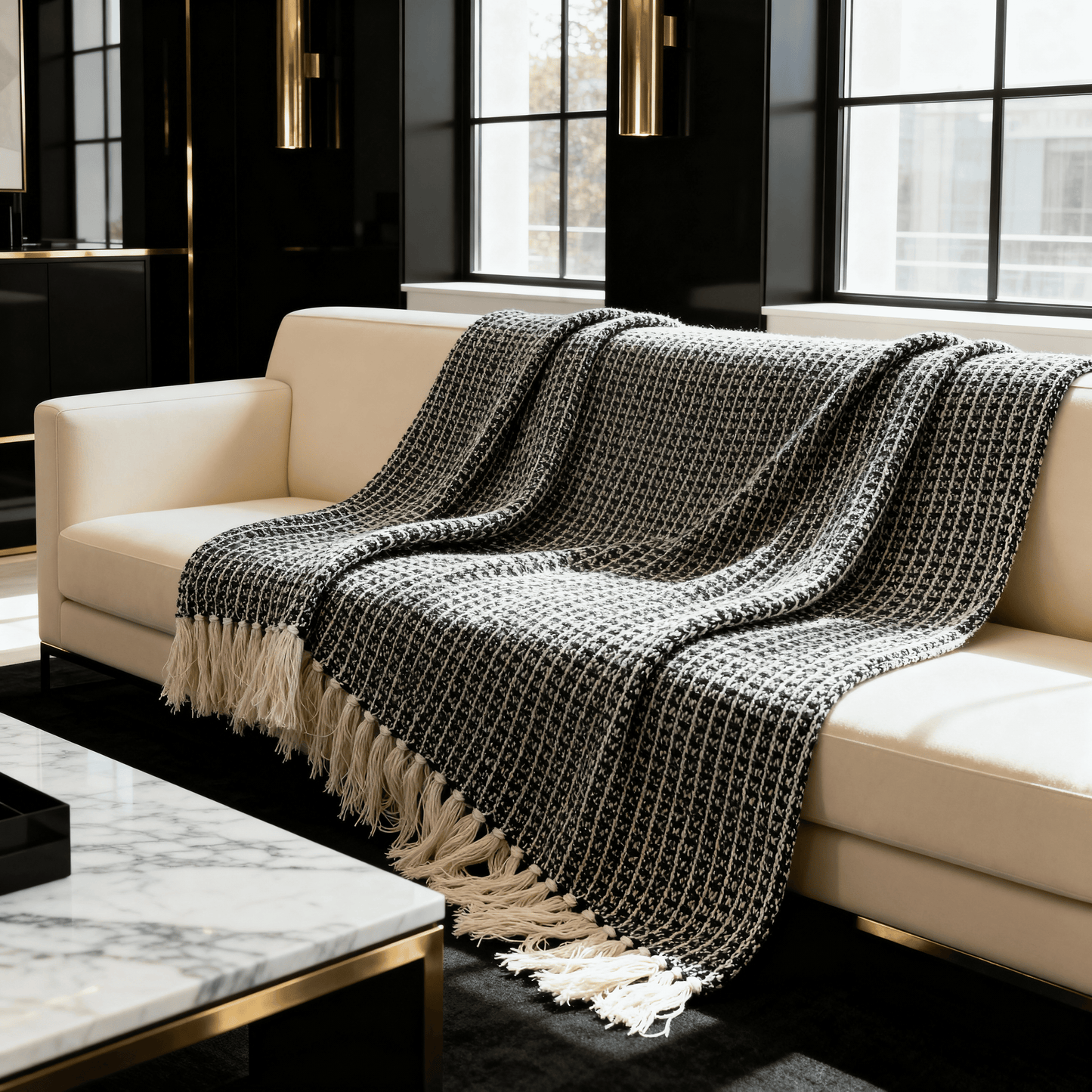 Charcoal Mist Waffle Throw