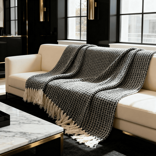 Charcoal Mist Waffle Throw