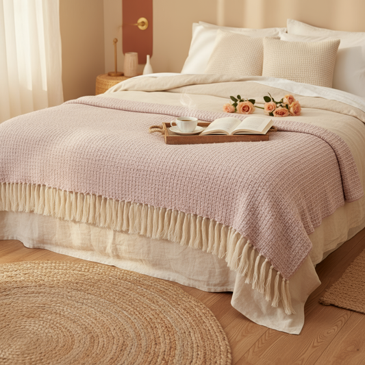 Blush Haven Waffle Throw