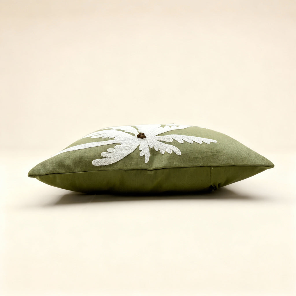Emerald Twin Palms Cushion Cover