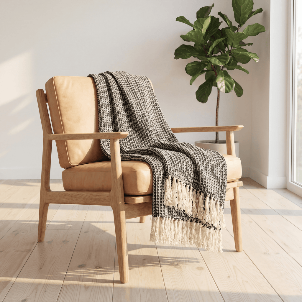 Charcoal Mist Waffle Throw