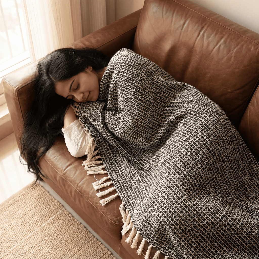 Charcoal Mist Waffle Throw