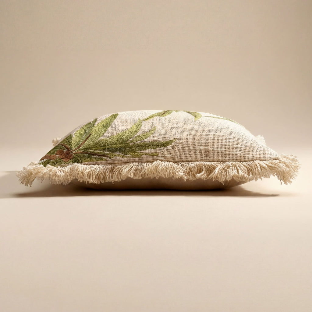 Oasis Fringe Palm Cushion Cover