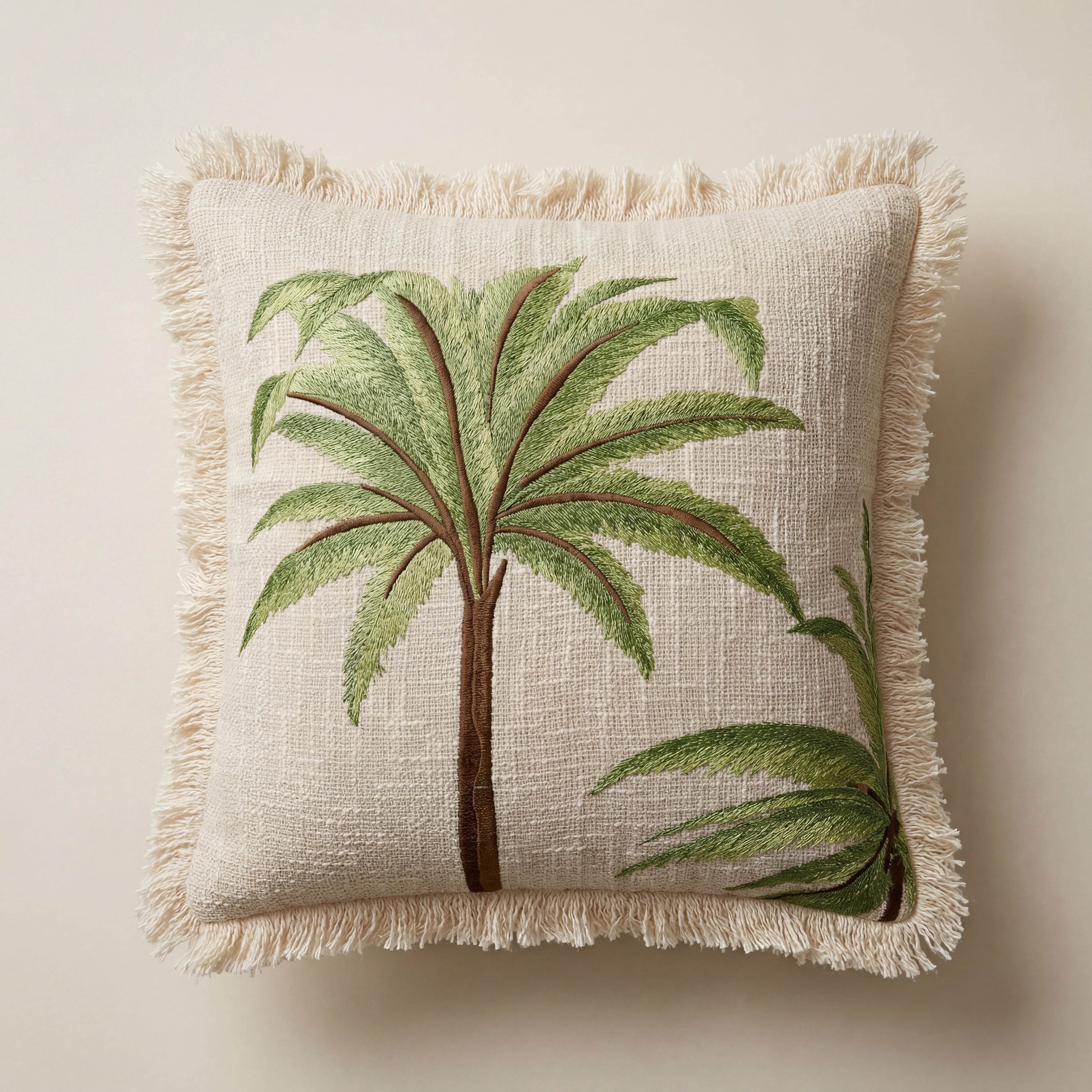 Oasis Fringe Palm Cushion Cover
