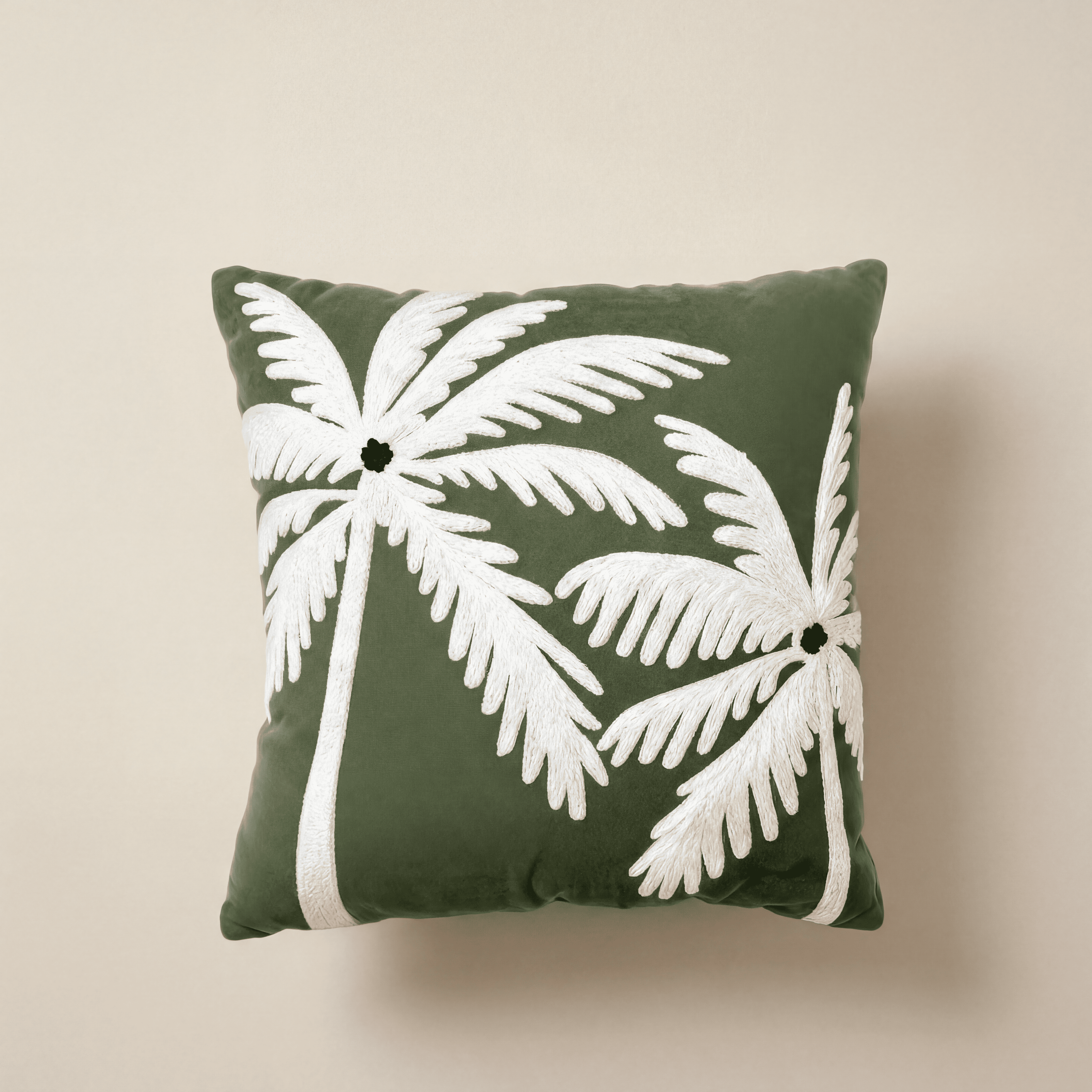 Emerald Twin Palms Cushion Cover