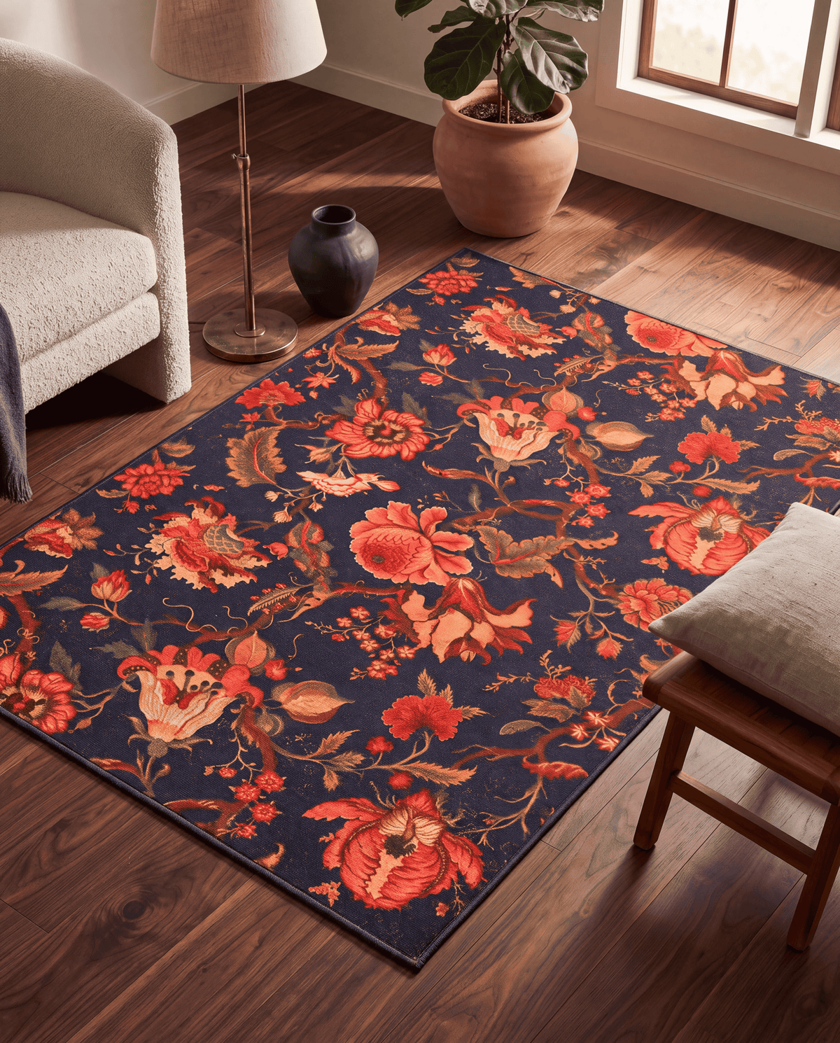 Dark Botanical Area Rug
